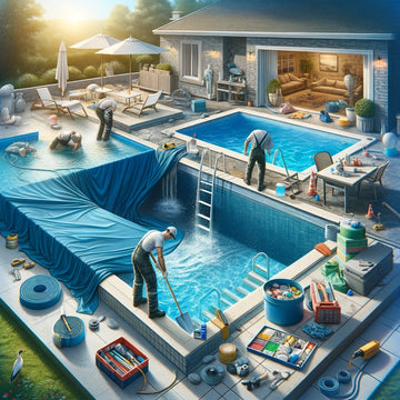 Pool Closing, Renovation & Everything in between picture of pool & tools
