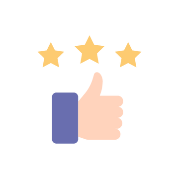 Three Stars and a Thumbs-up Icon
