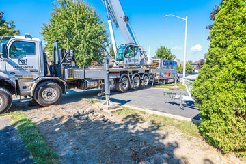 Commercial Crane Getting Ready to Move Fiberglass Pool in Clarence-Rockland