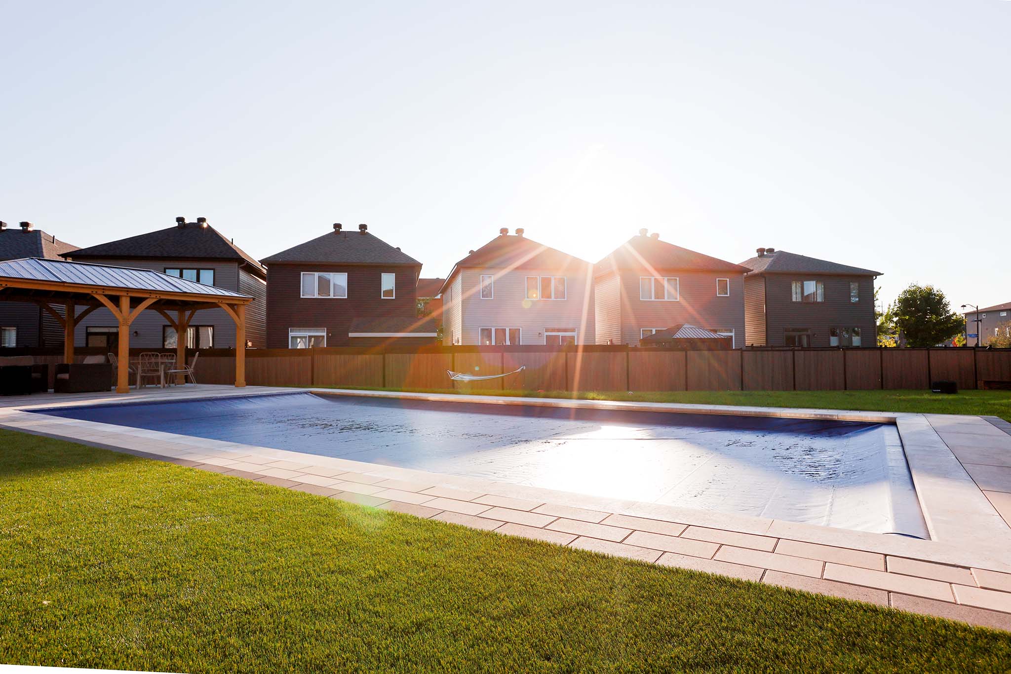 Orleans Inground Pool covered with automatic safety cover