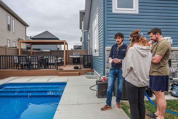 Rectangular Inground Pool Construction in Orleans with Concrete Patio & Pergola