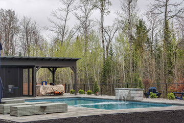 Rectangular Inground Pool Installation in Hawkesbury – Large Interlock Patio