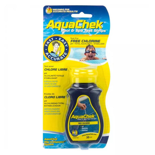 AquaChek Yellow 4-In-1 Chlorine Test Strips - HB Pools