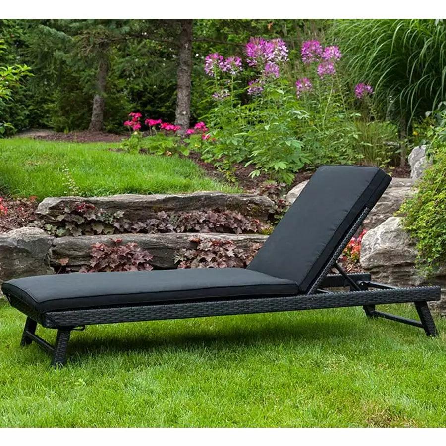 Black/Black Resin Wicker Chaise Lounge - HB Pools