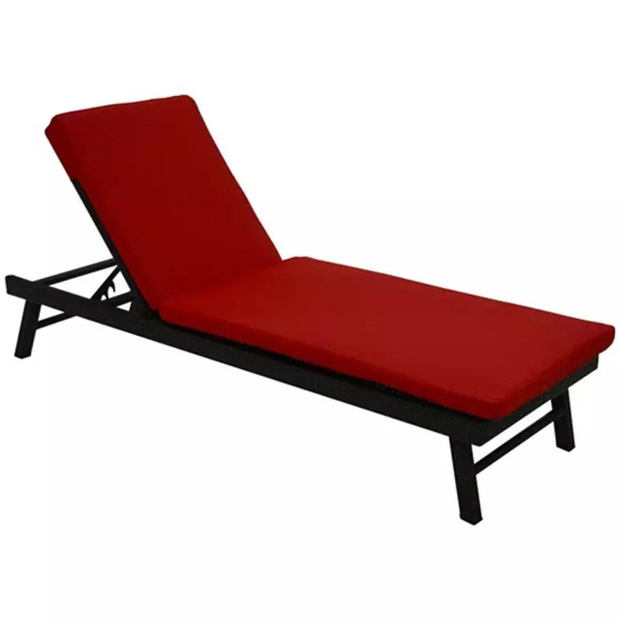 Black/Red Resin Wicker Chaise Lounge - HB Pools