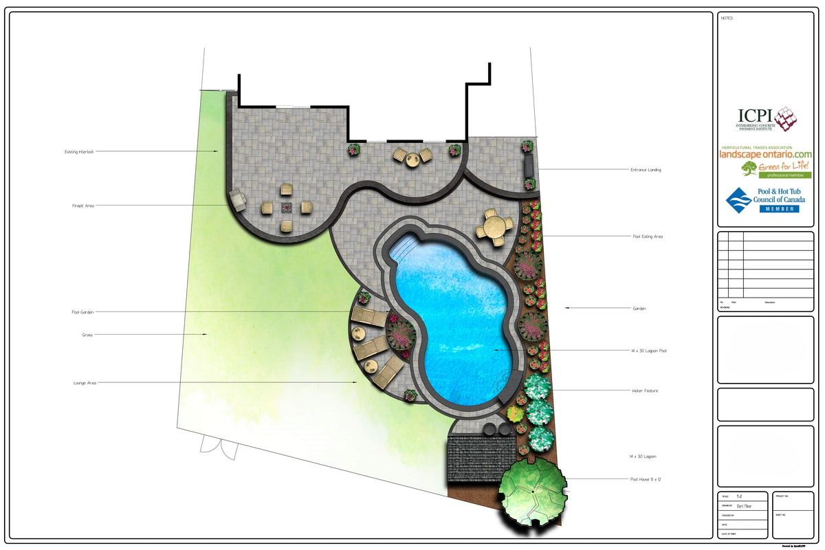 Pool Layout Design Example Landscape Design Plan Example | Lagoon Pool & Patio Layout