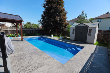 New Fiberglass Pool in Clarence-Rockland with Stamp Concrete