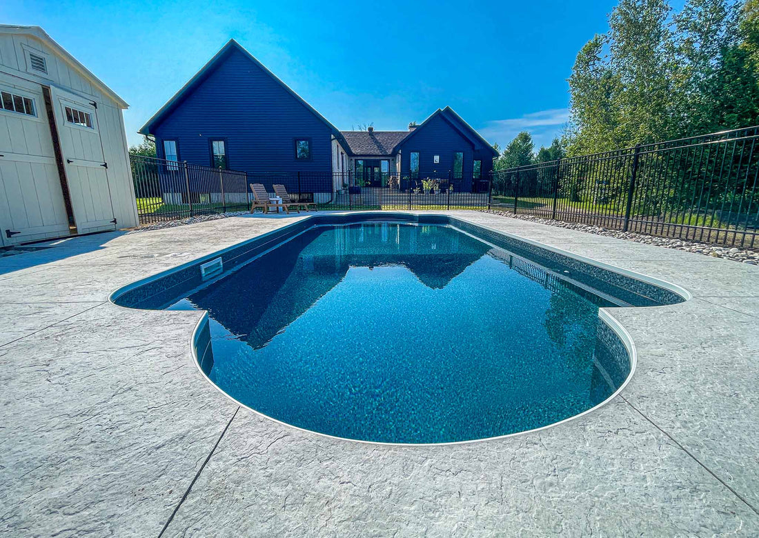 Swimming Pool View, Stamp Concrete Surrounding 