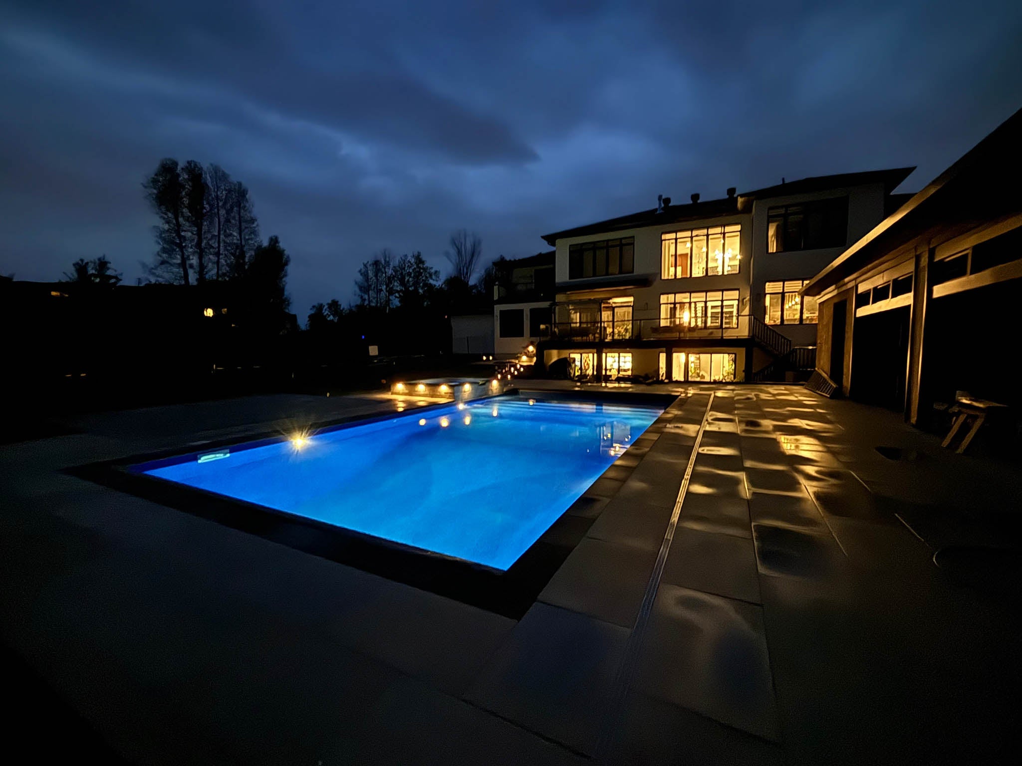 Inground Pool Installation in Nepean at night