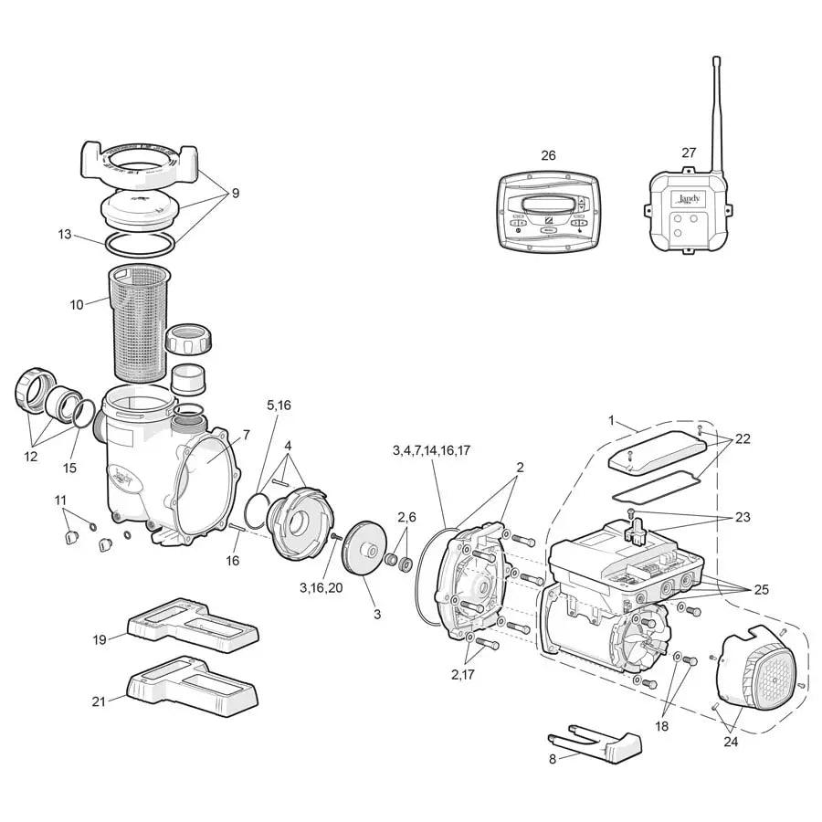 Jandy/Zodiac - Pump Parts - VS FloPro 1.85HP Variable-Speed 115V/230V (2019-Present) - HB Pools