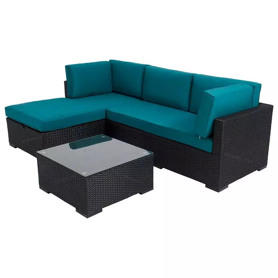 Three Piece Sectional Black/Teal - HB Pools
