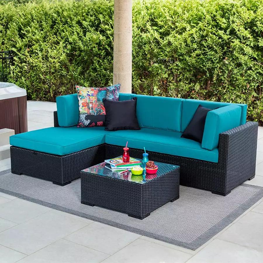 Three Piece Sectional Black/Teal - HB Pools