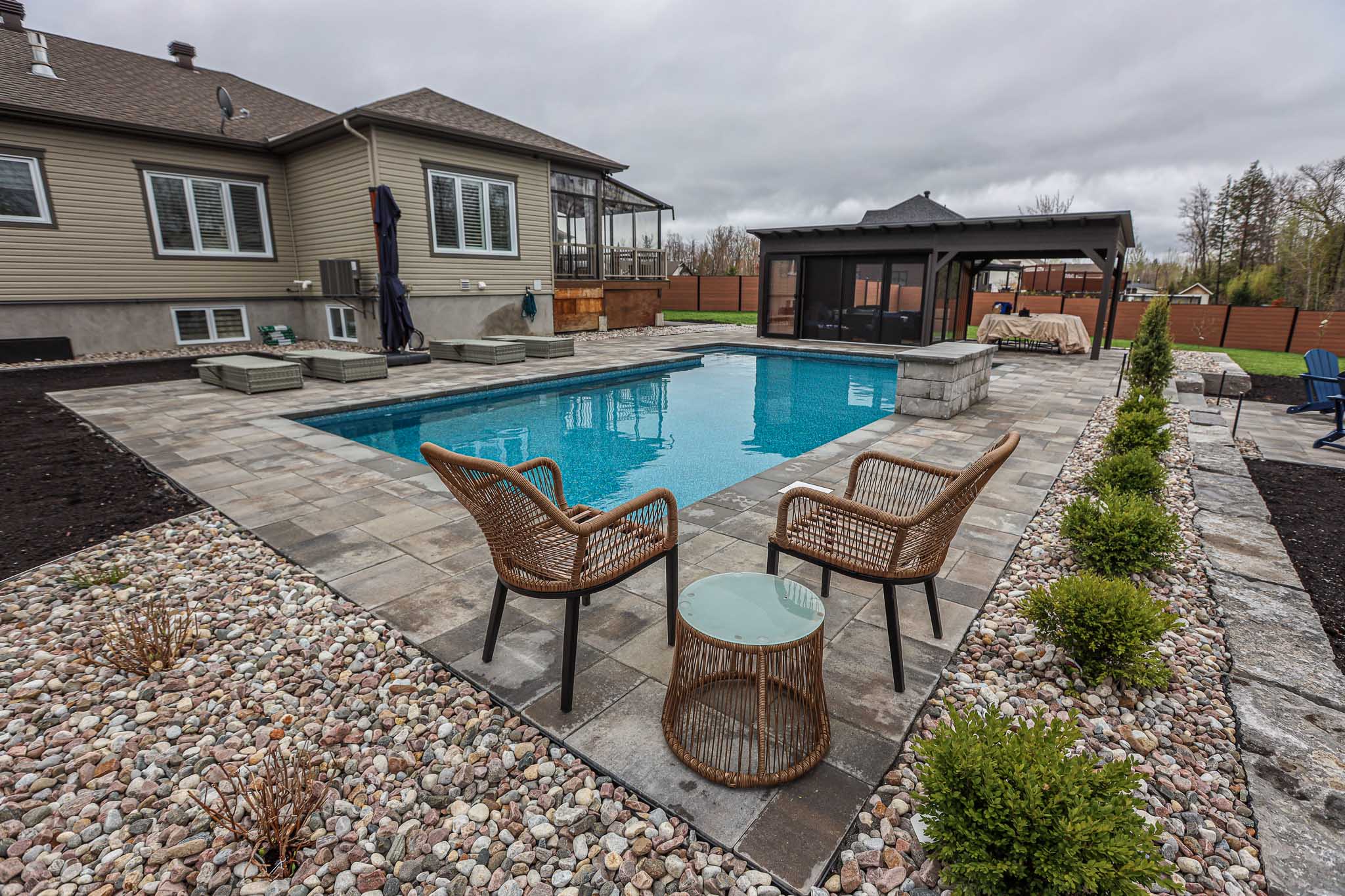 Inground Pool Installation Hawkesbury – Rectangular Interlock Patio