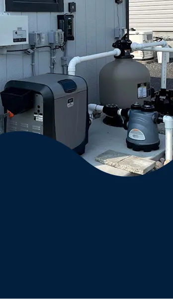 Professional installation of a pool heater, filter, and pump during pool opening services | HB Pools